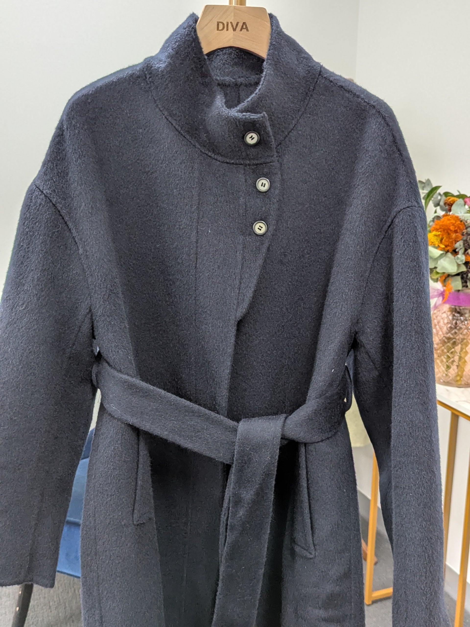 Navy Women's Pure Wool Coats Try-On Available 216 S8-12 100% Wool