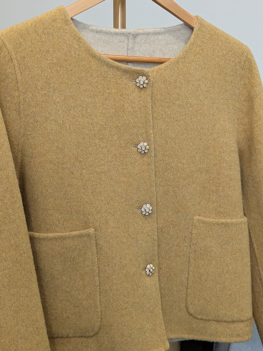 061 70% Wool Coat Yellow M 10-12