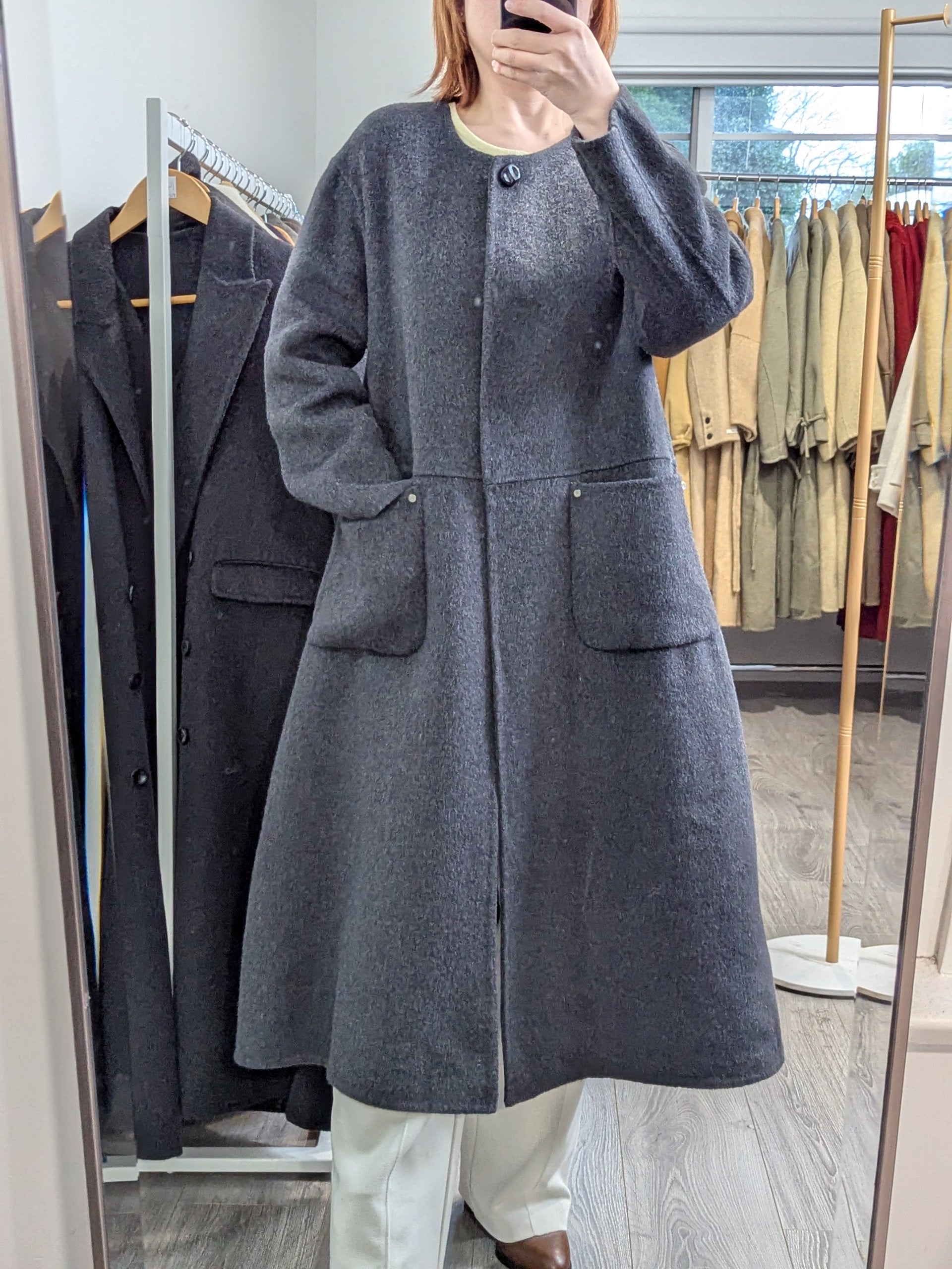 182 100% Wool Coat Charcoal 10-14