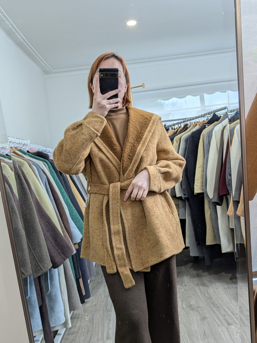 220 68% Wool Coat Yellow L 10-12
