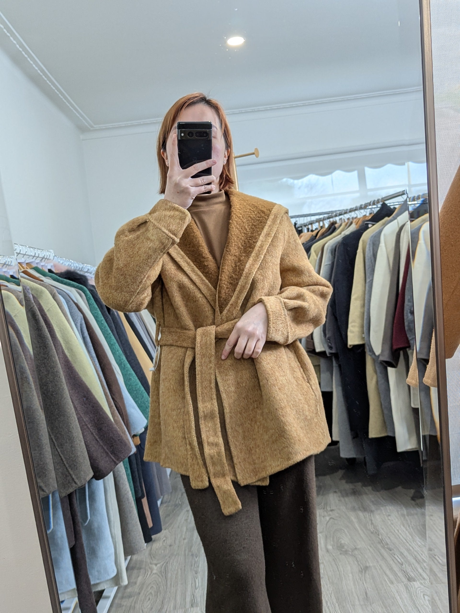 220 68% Wool Coat Yellow L 10-12