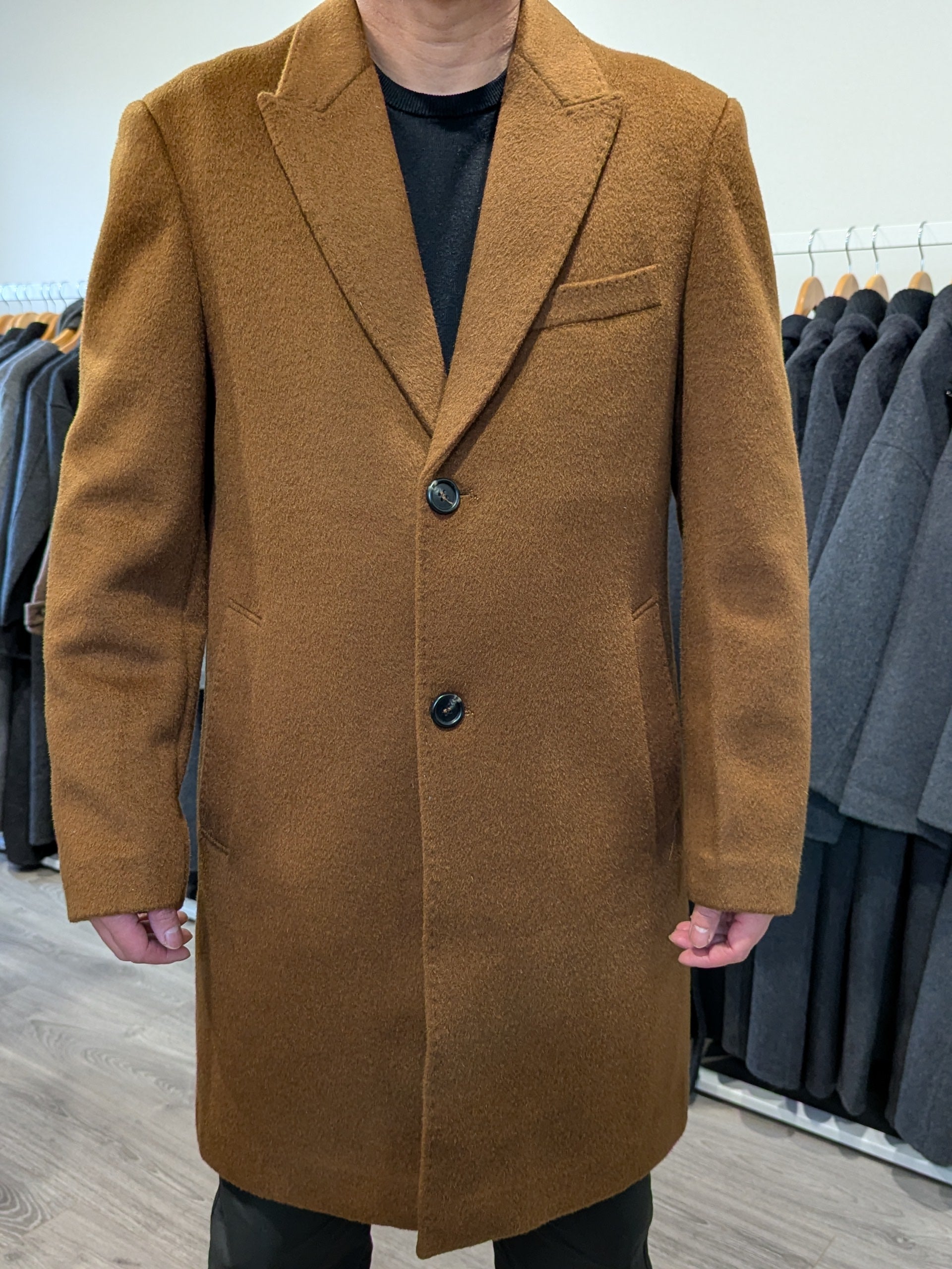 022 Men's 100% Wool Coats Black Brown