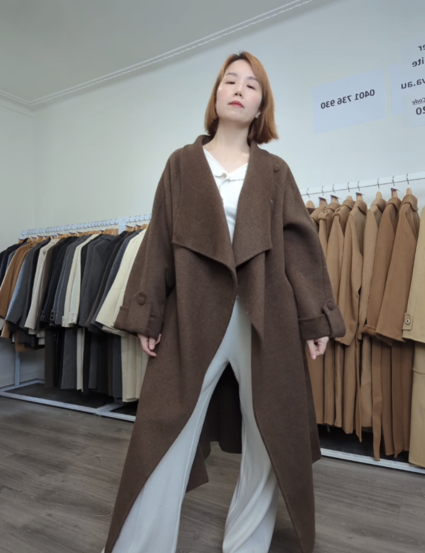 122 67% Wool Coat Brown M 12-16