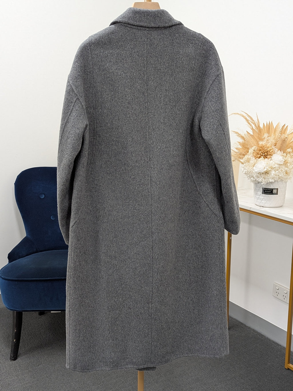 Premium Cashmere blend Wool Coat Women Brown Grey Charcoal