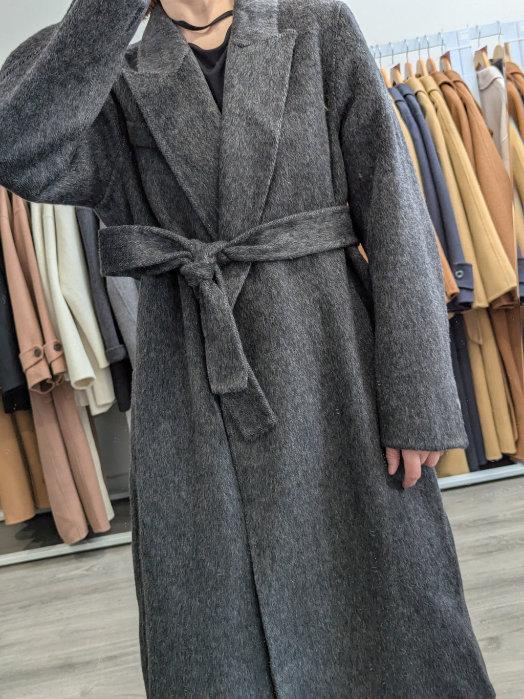 272 31% Wool 56% Alpaca Wool Coat Dark Grey M 10-14