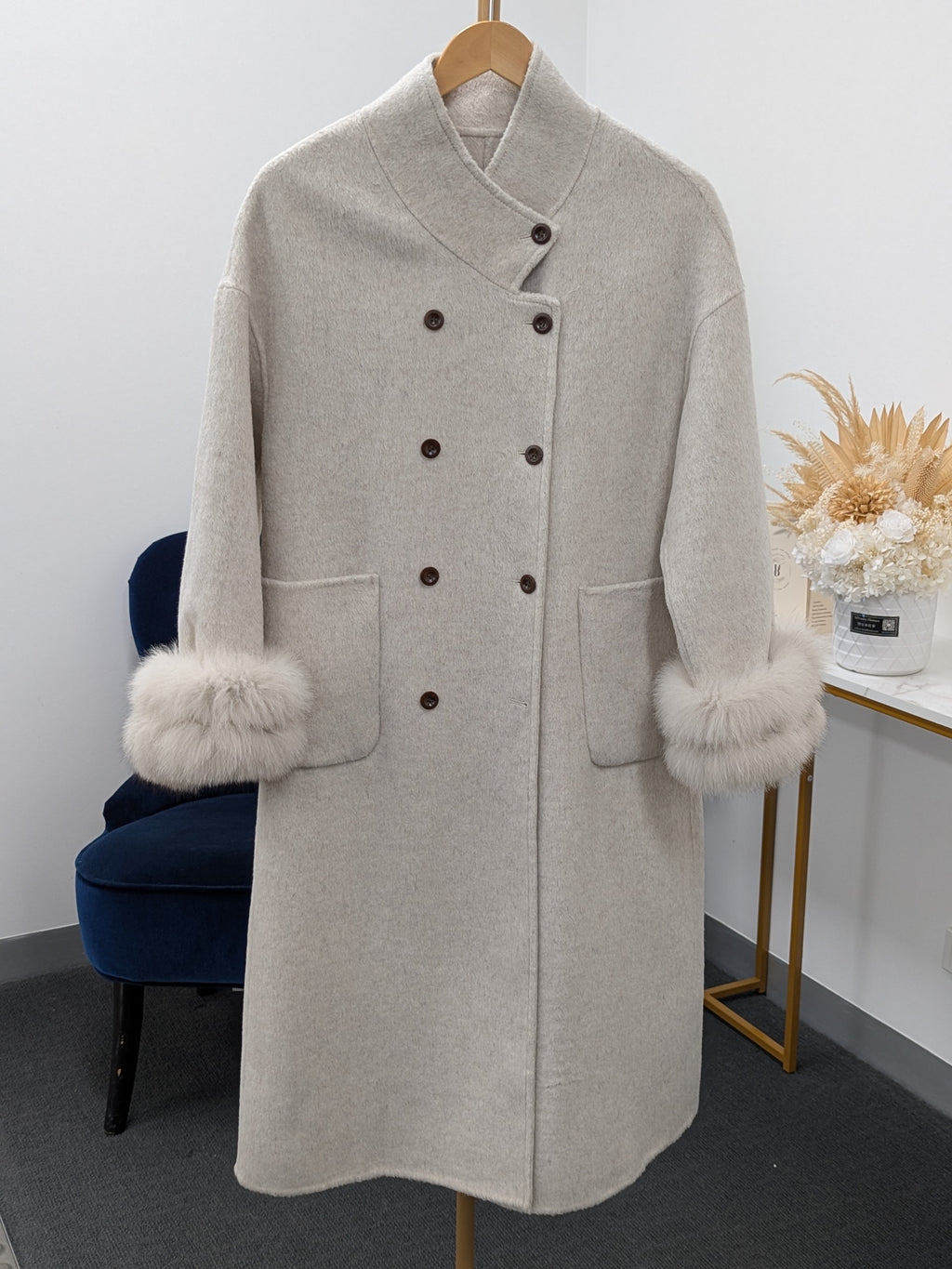Fur trims 100% Wool Coat Women Warehouse Try-On Welcome 248
