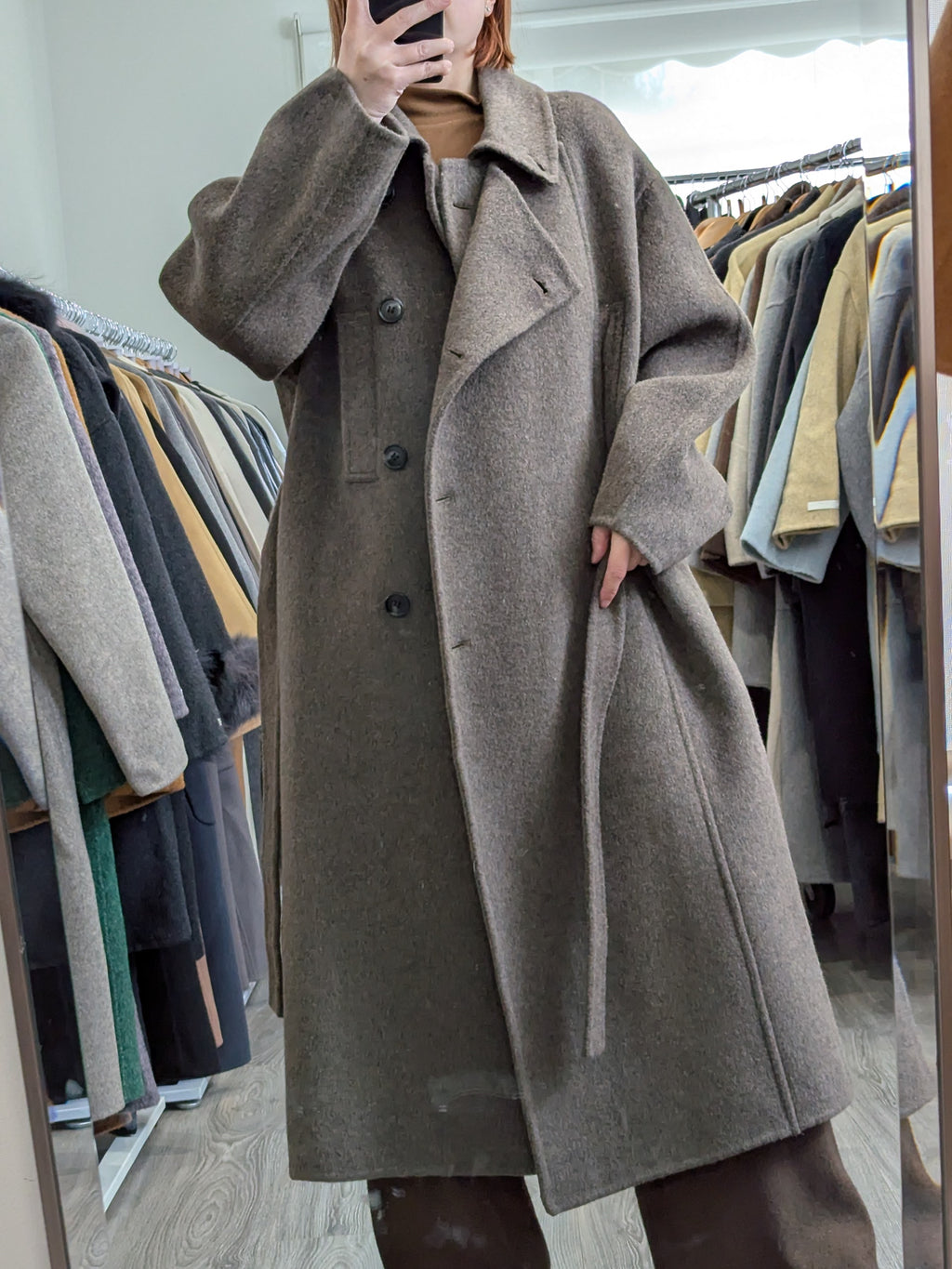 210 70% Wool Coat Mocha Grey M 10-12
