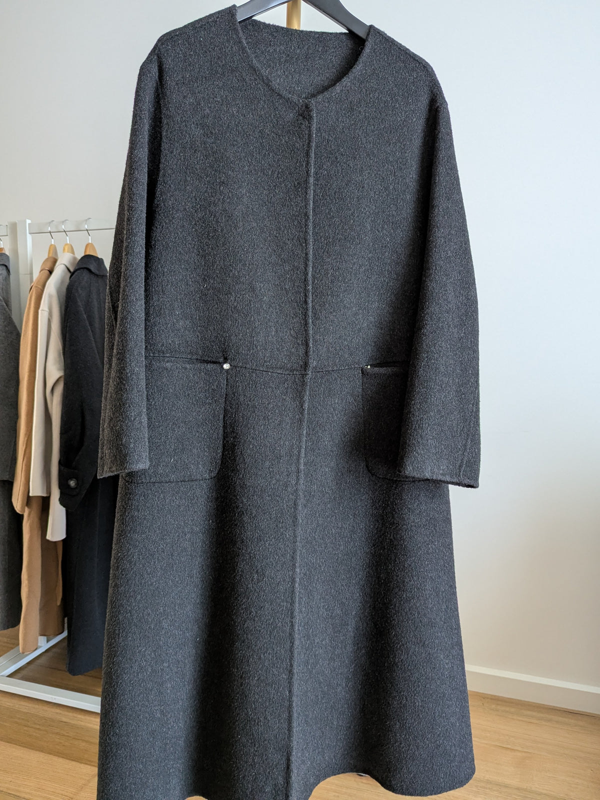 283 100% Wool Coat Charcoal S 10-14
