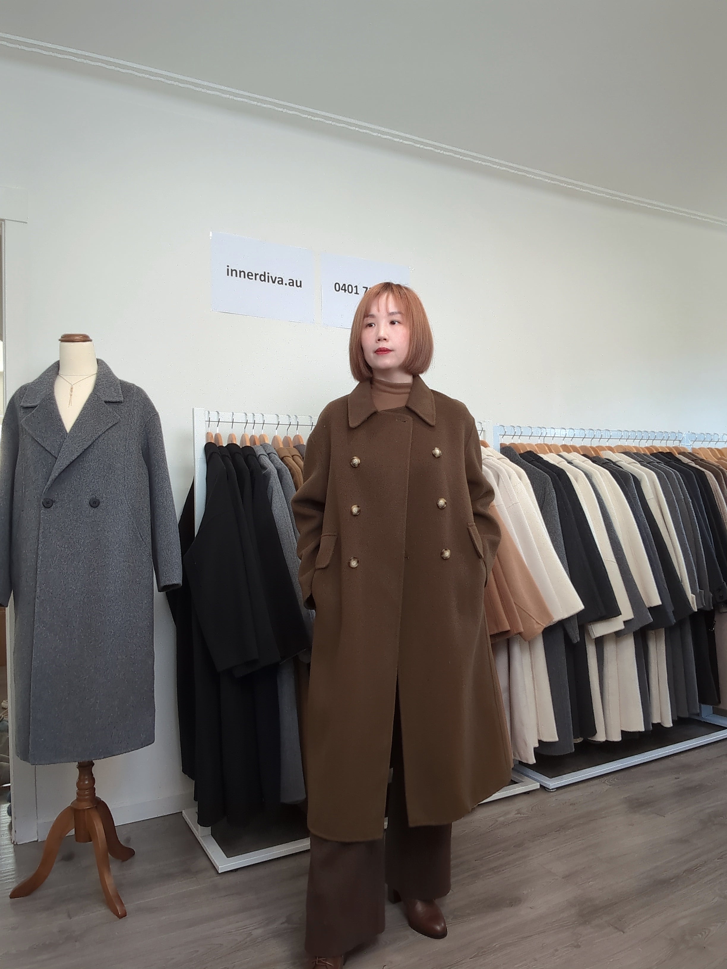 028 100% Wool Coat Black Green