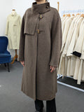 Premium Rabbit fur Yak Wool Coat Women Color Brown Grey Oat