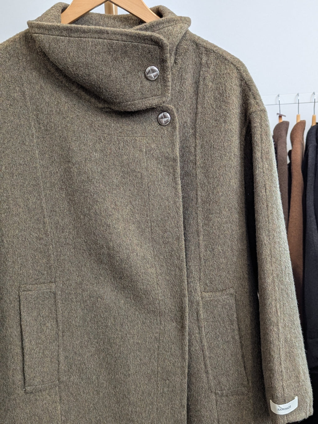 292 70% Wool Coat Dark Olive M 12-16