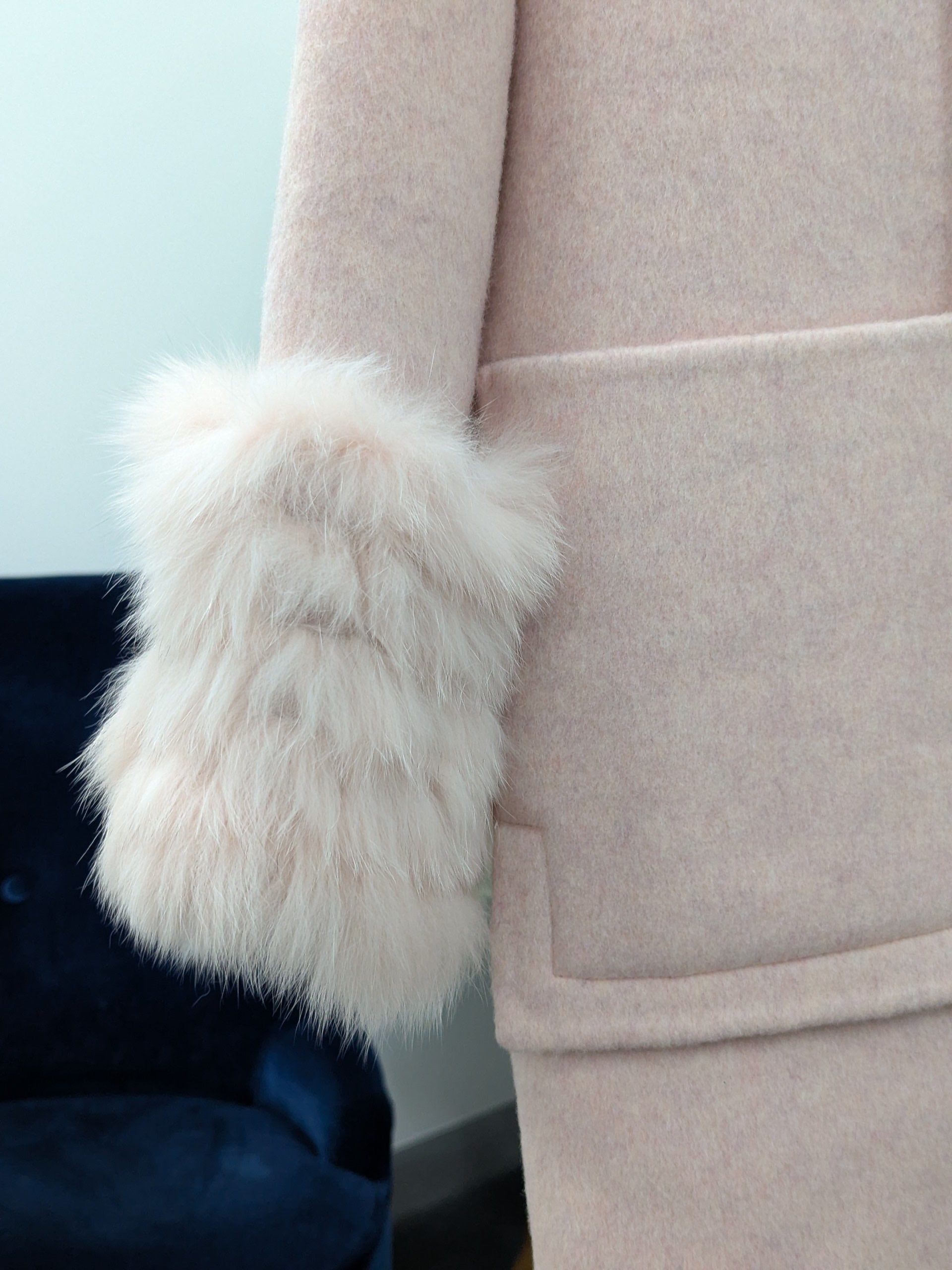 Women's Fur Collar Wool Coats Try-On Available 230 Size S8-12 90% Wool 10% Tencel
