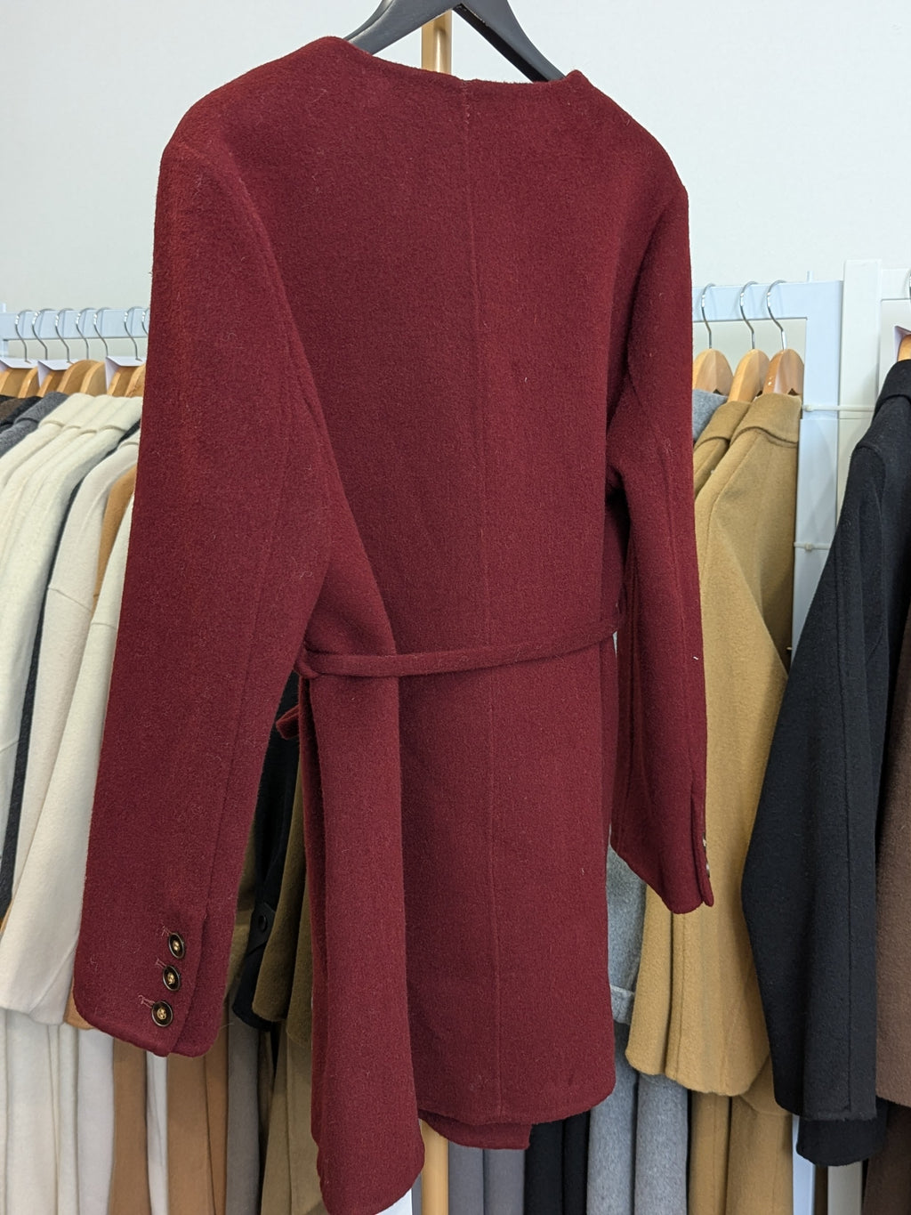 253 70% Wool Coat Burgundy S 10-12