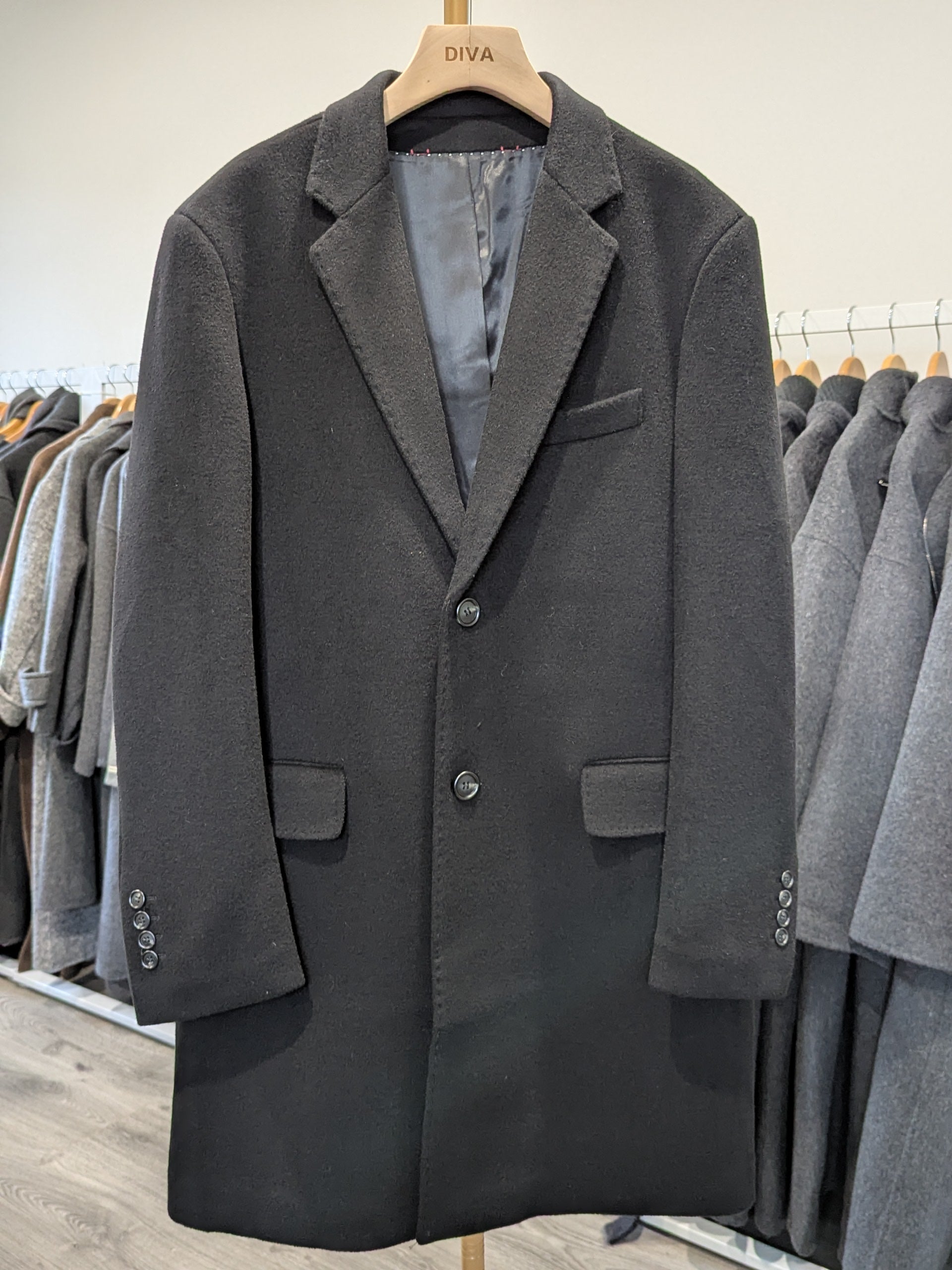 022 Men's 100% Wool Coats Black Brown