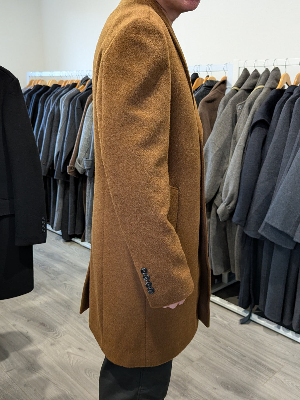 022 Men's 100% Wool Coats Black Brown