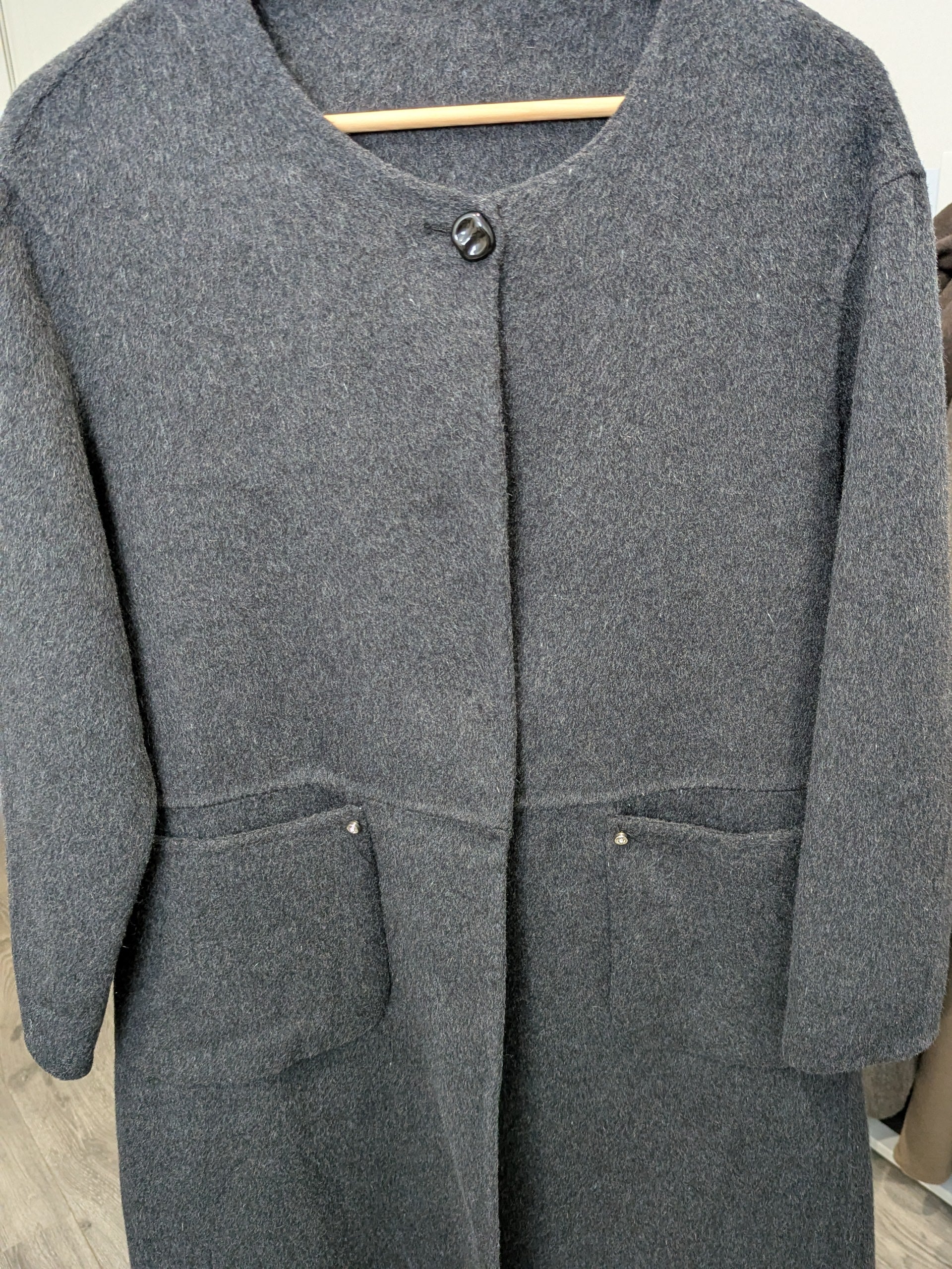 182 100% Wool Coat Charcoal 10-14
