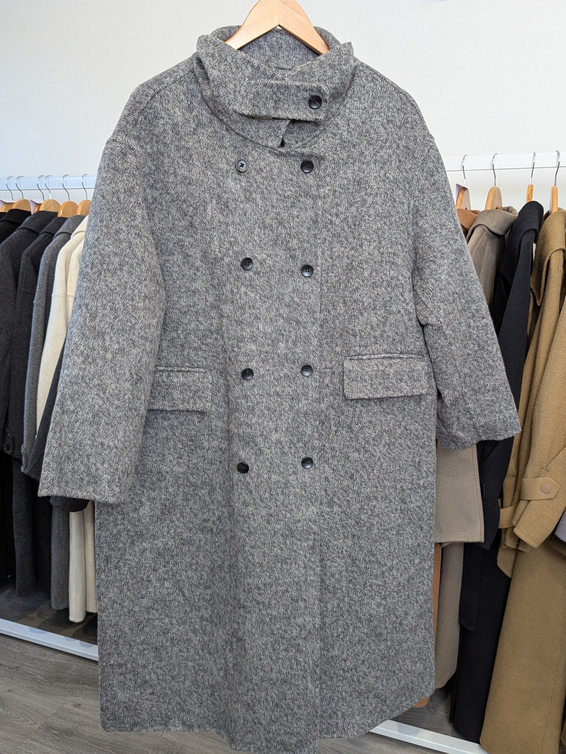 192 65% Wool Coat Grey M 14-16