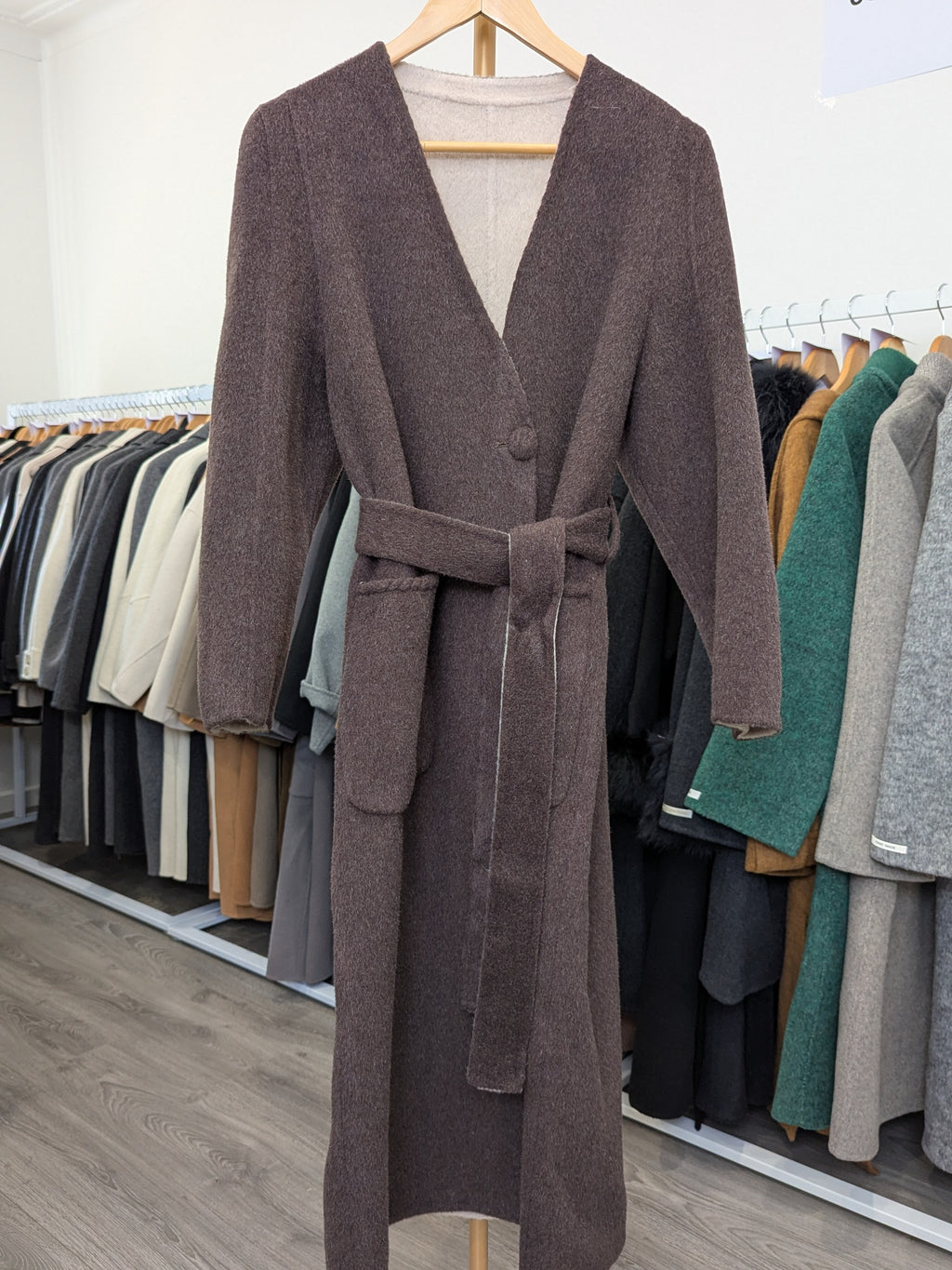 212 80% Wool Coat Coffee L 10-14