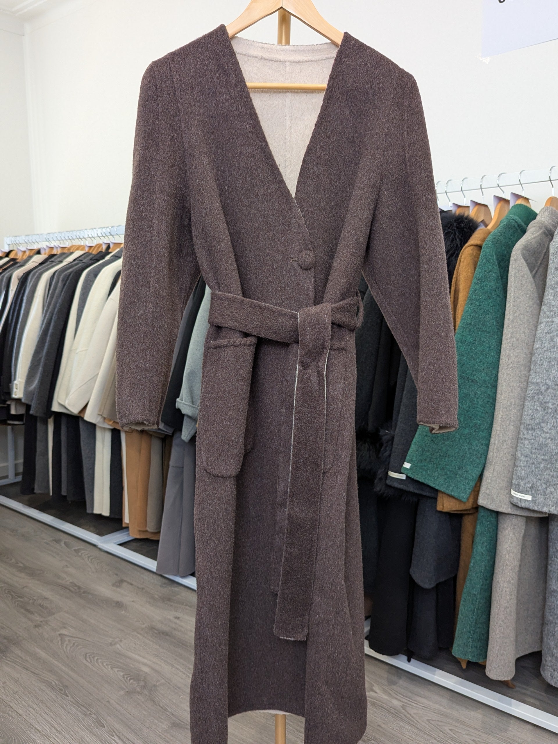 212 80% Wool Coat Coffee L 10-14