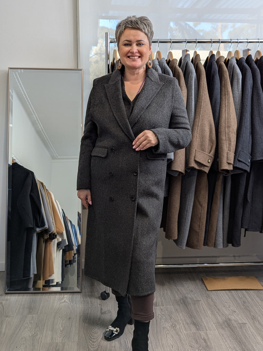 171 100% Wool Coat 2 in 1 Charcoal