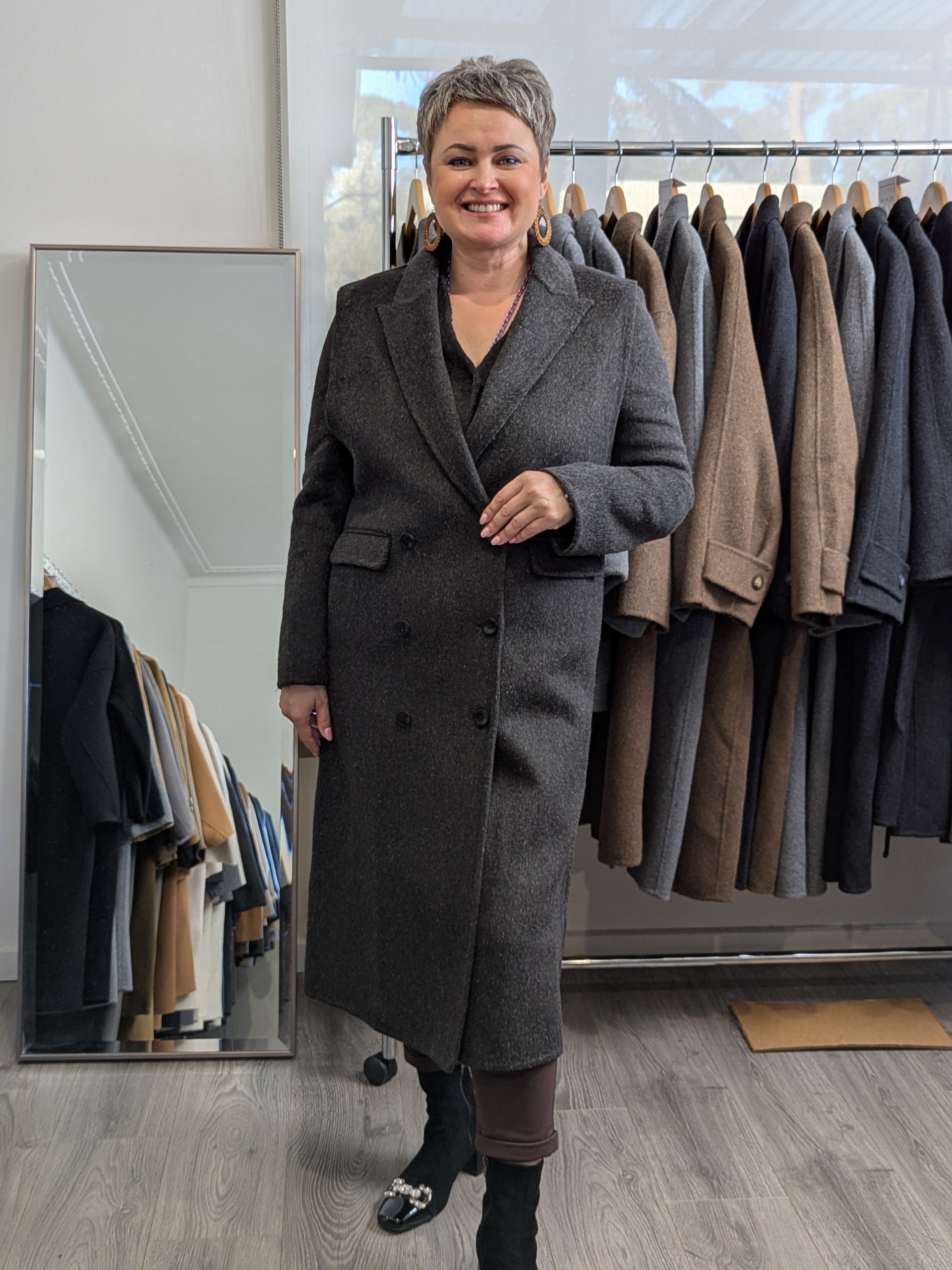 171 100% Wool Coat 2 in 1 Charcoal