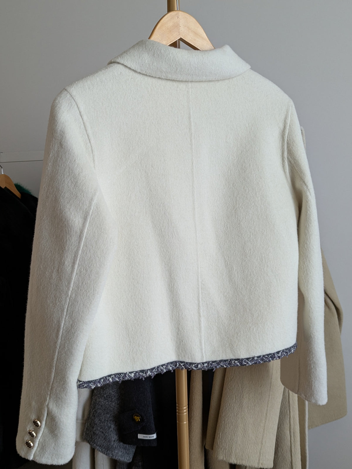 067 100% Wool Coat Cream S 6-8 M 8-10