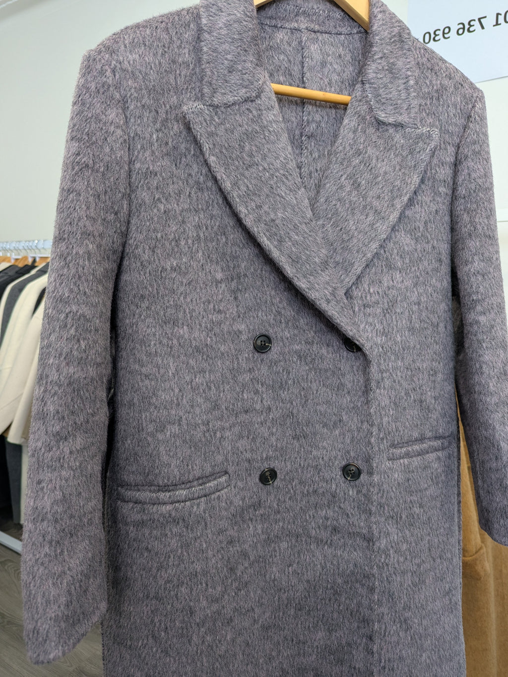 209 70% Wool Coat Purple Grey S 12-14