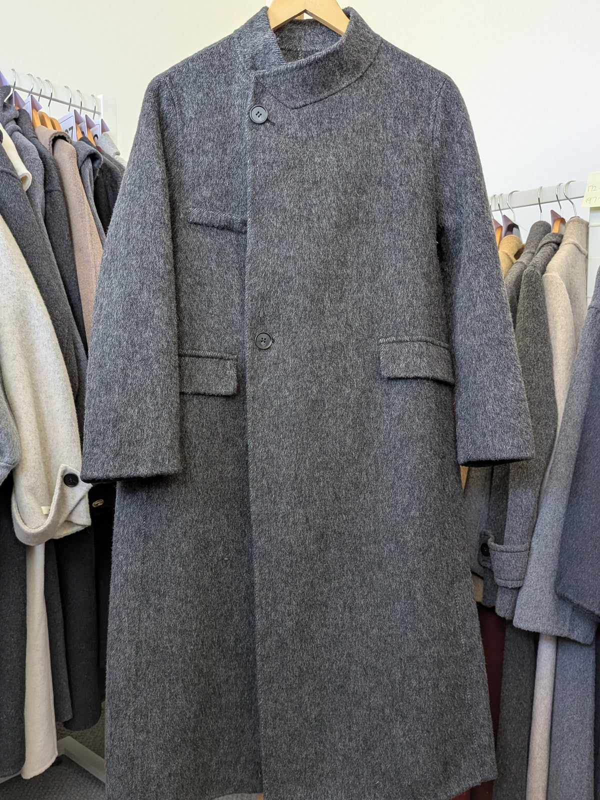 236 31% Wool 56% Alpaca Wool Coat M 10-12 Dark Grey