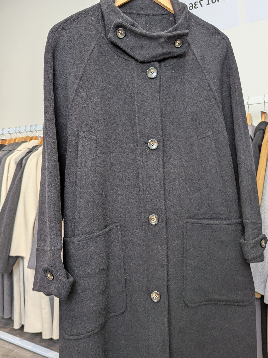 139 100% Wool Coat Charcoal Black
