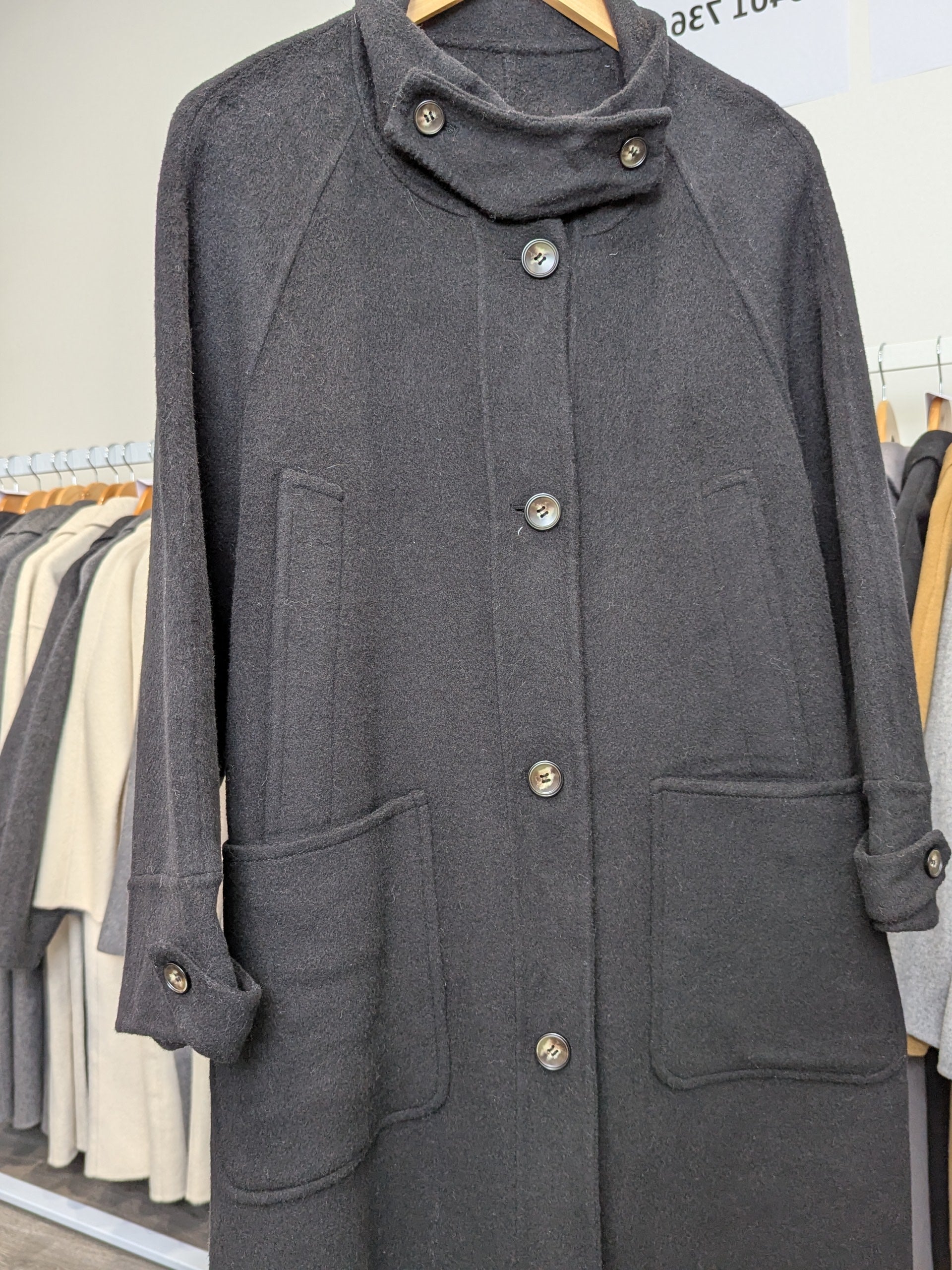139 100% Wool Coat Charcoal Black