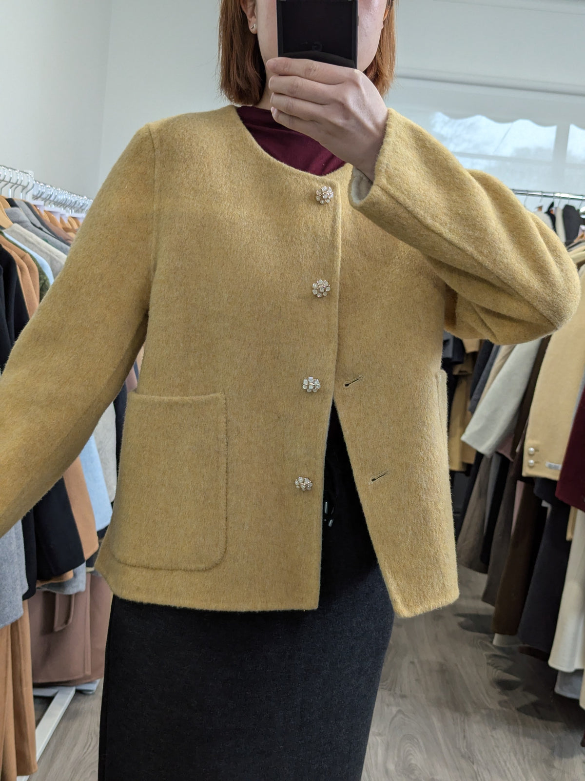 061 70% Wool Coat Yellow M 10-12