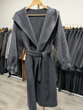 166 100% Wool Coat Grey Black Brown S 6-8