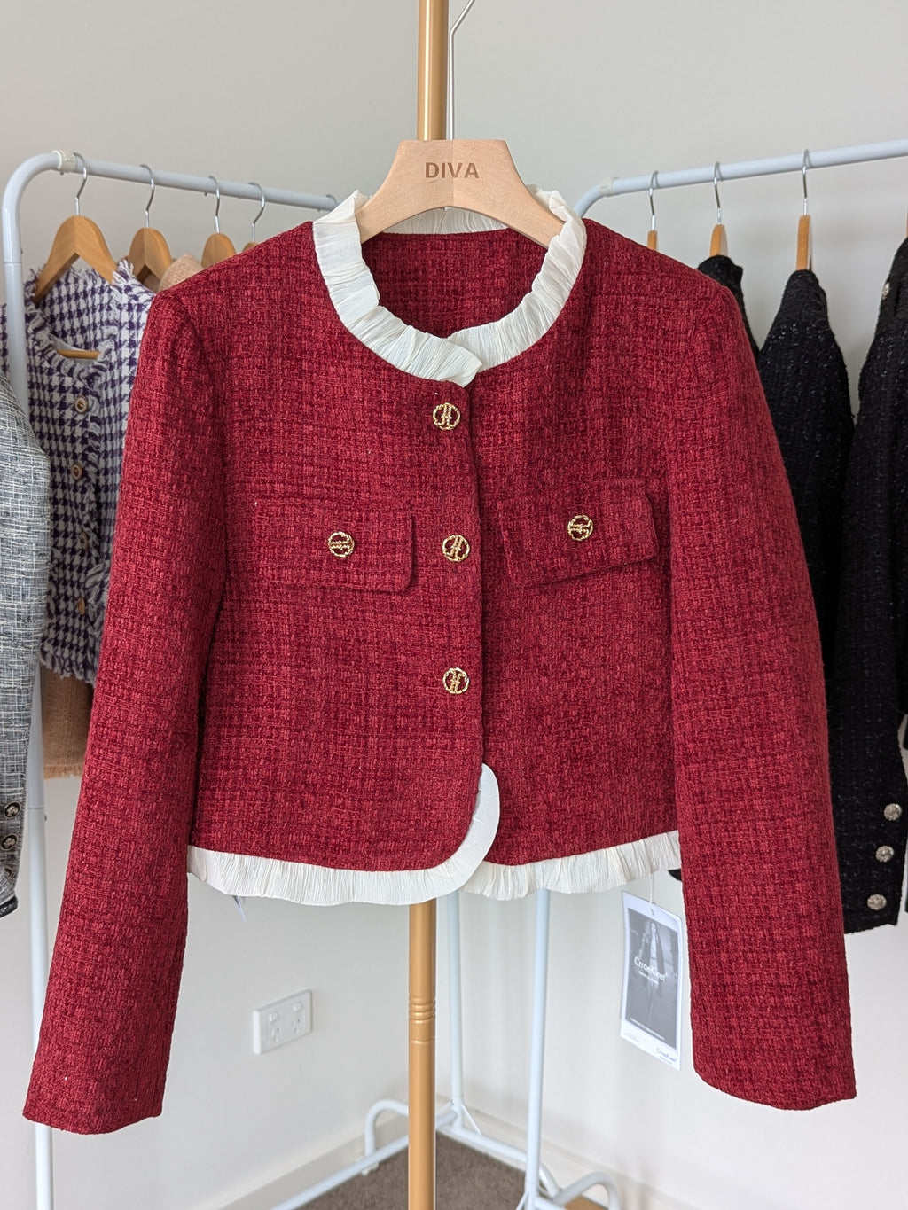 Goose Down Tweed Jacket 136 Size S4-6 M6-8 L8-10