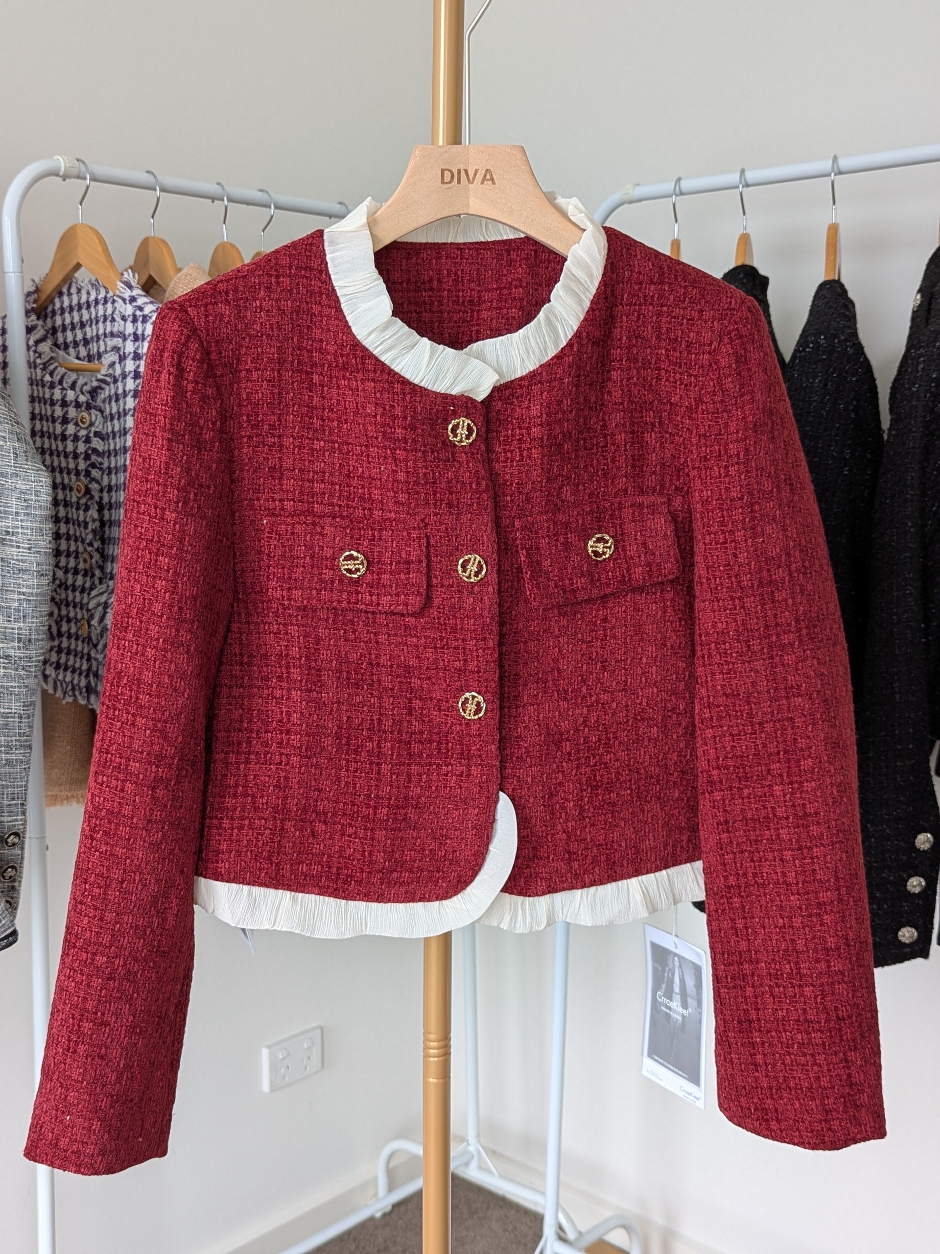Goose Down Tweed Jacket 136 Size S4-6 M6-8 L8-10