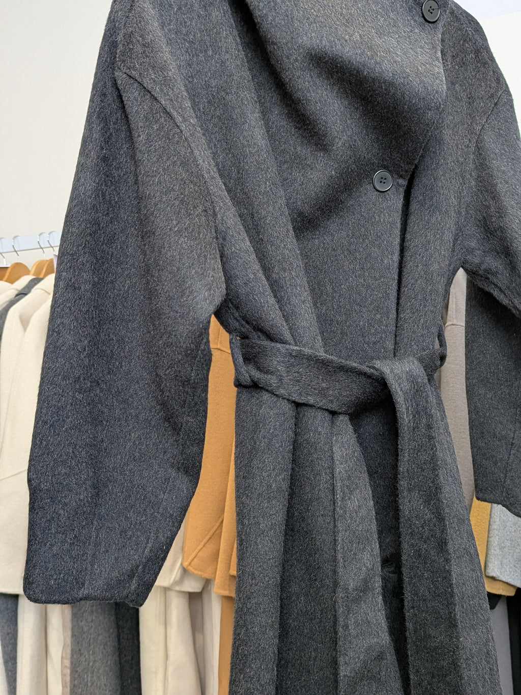 114 70% Wool Coat Charcoal