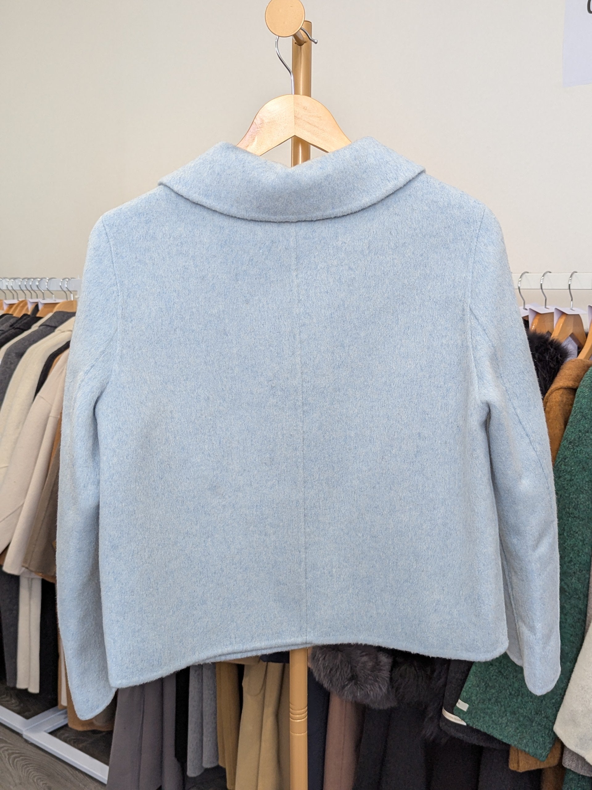 214 70% Wool Coat Blue S 6-8