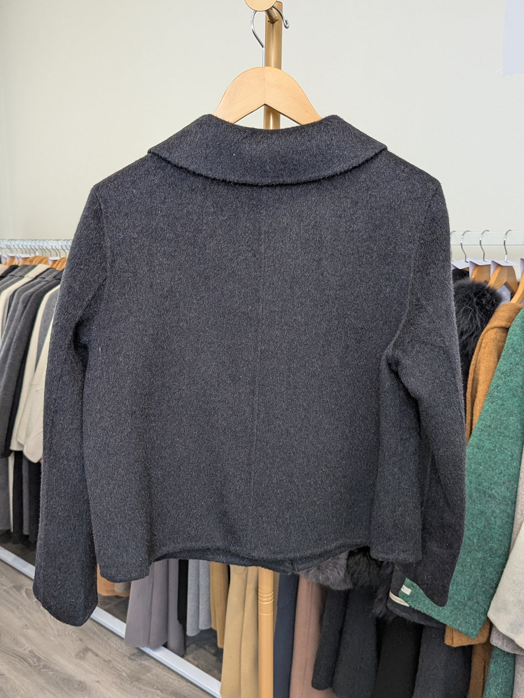 214 70% Wool Coat Charcoal M 8-10