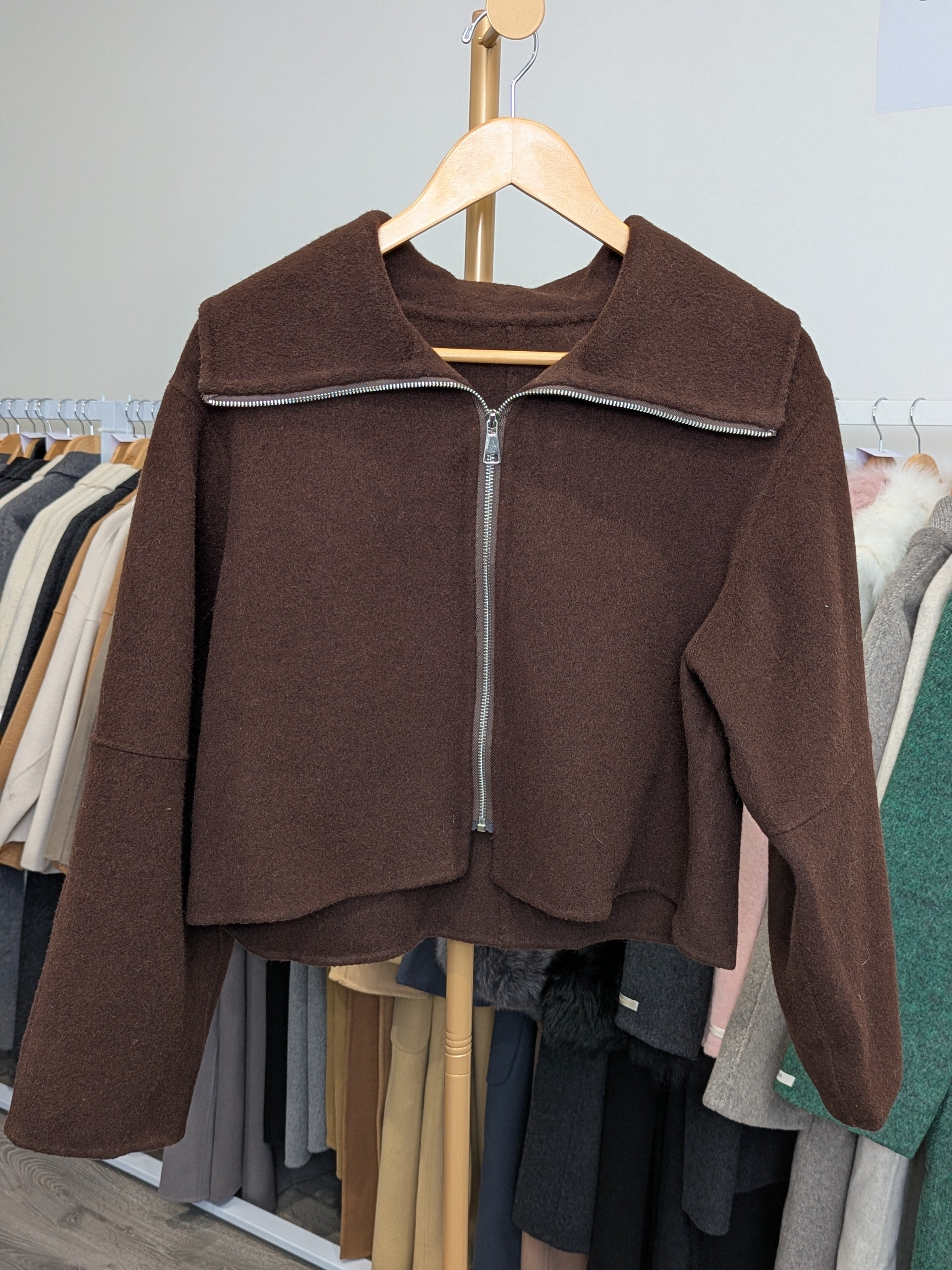 223 68% Wool Coat Chocolate M 10-14