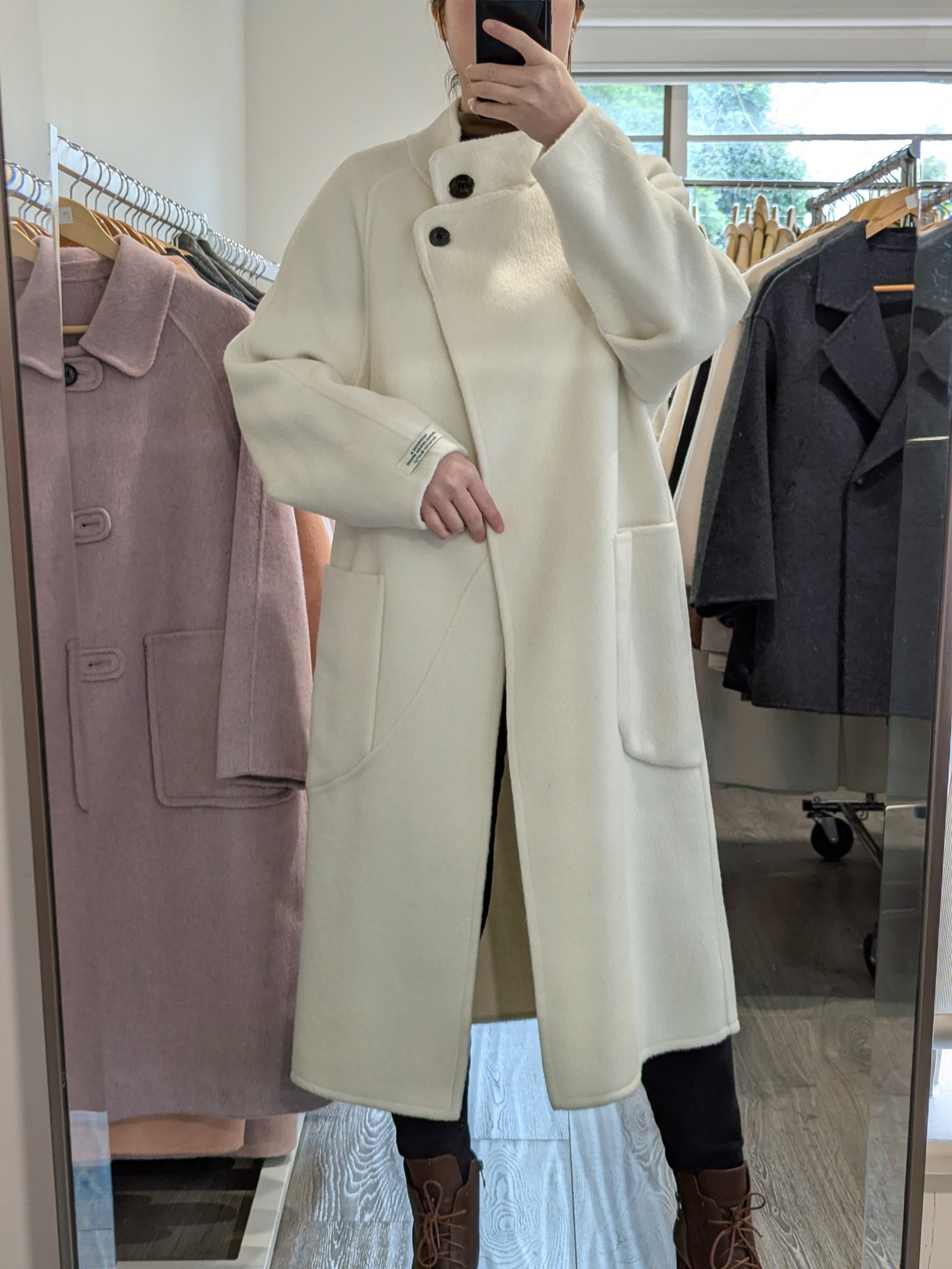 126 70% Wool Coat Cream S 6-8 M 10-14