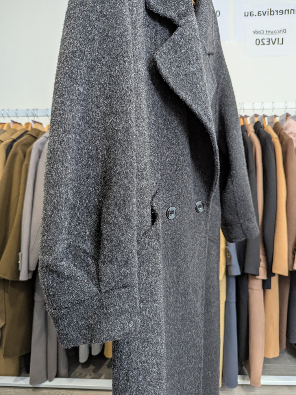 201 100% Wool Coat Charcoal S 10-14
