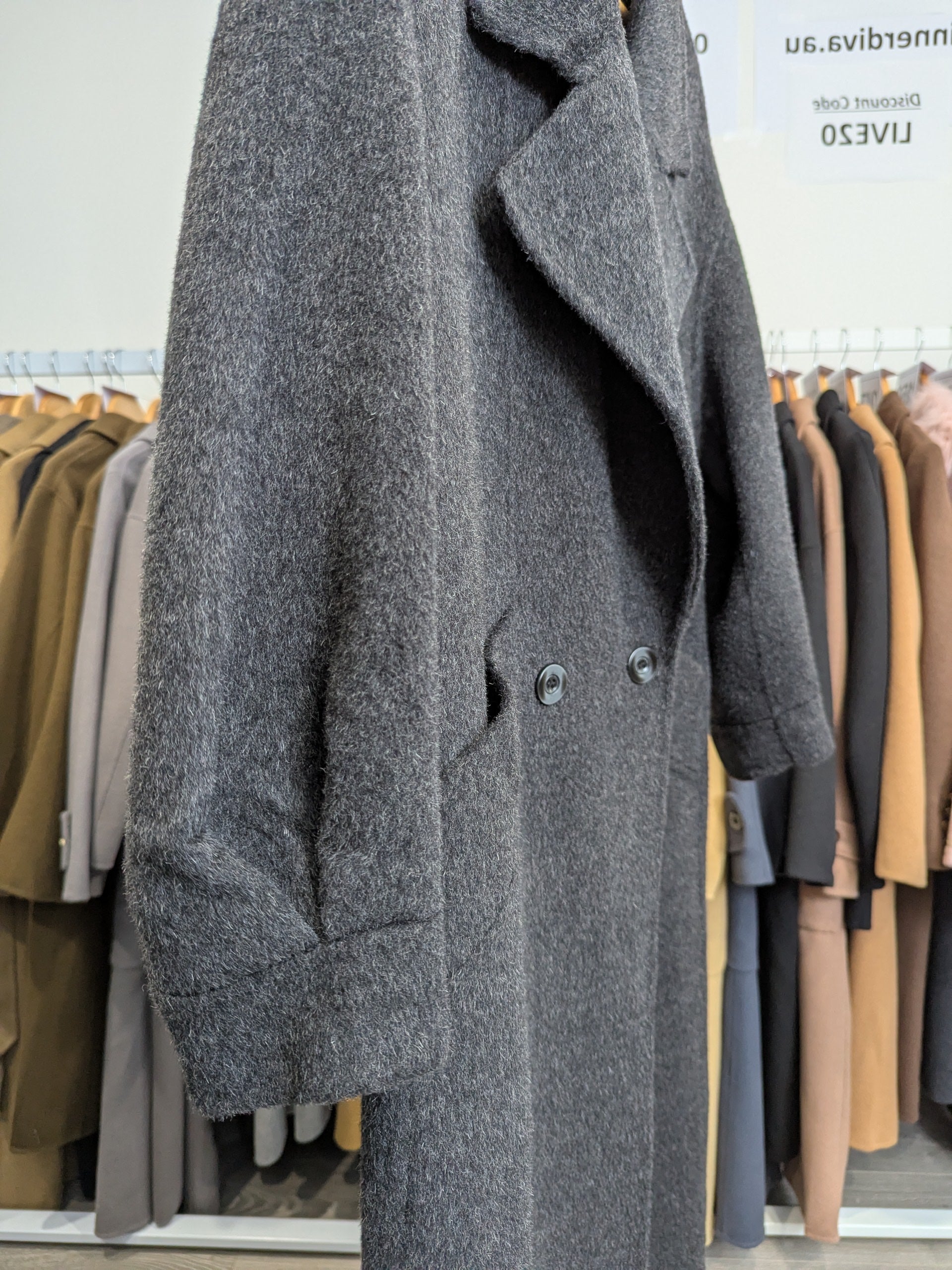 201 100% Wool Coat Charcoal S 10-14