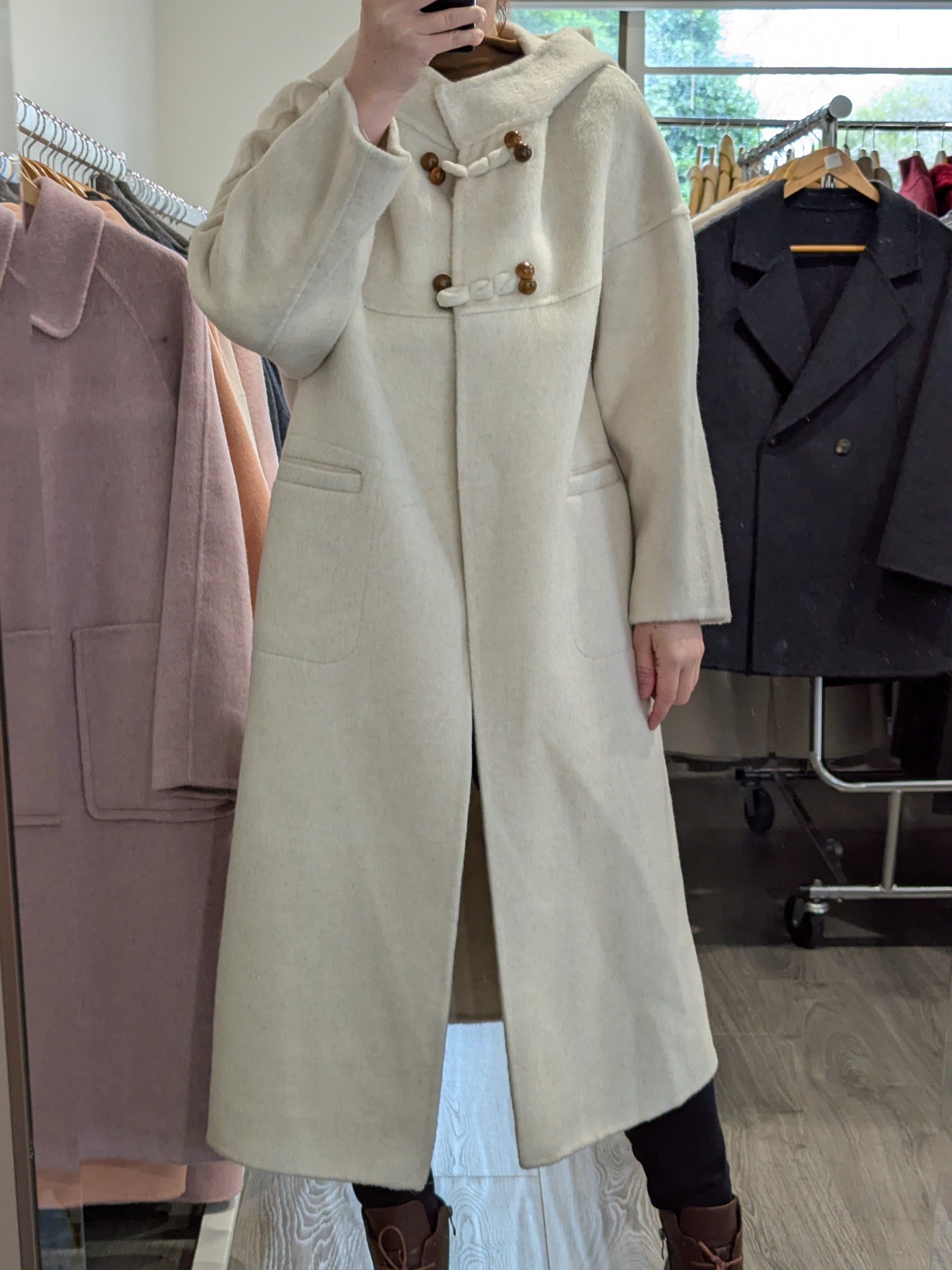124 100% Wool Coat Cream S 8-12