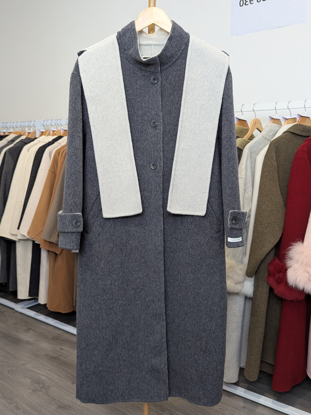 133 10% Tencel 90% Wool Coat Oat/Grey