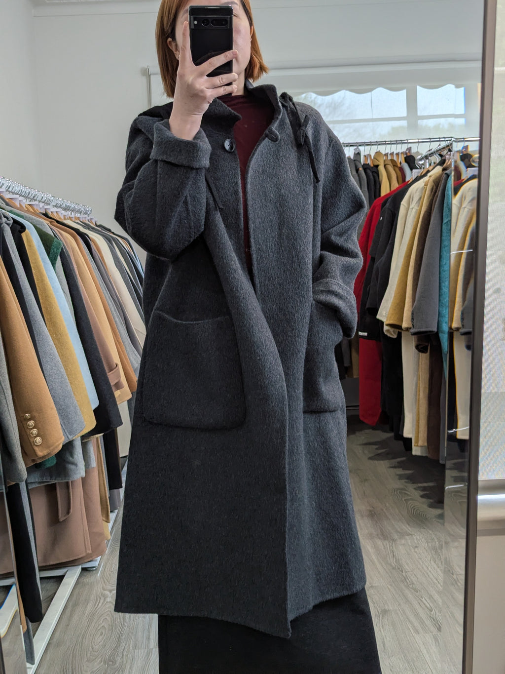 235 68% Wool Coat Dark Grey S 8-12
