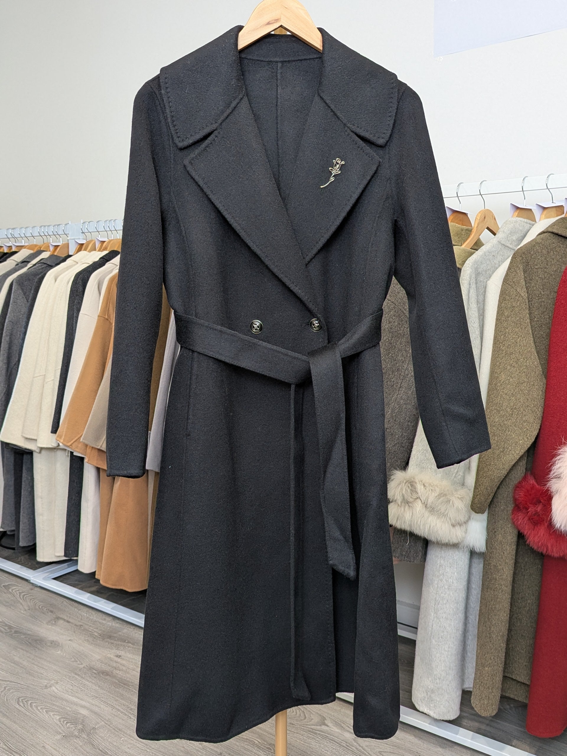 046 100% Wool Coat Black
