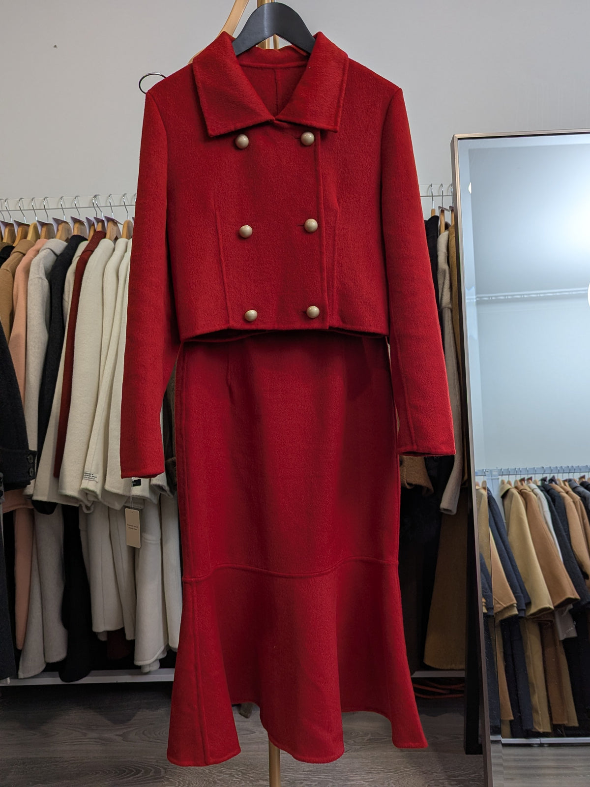 226 100% Wool Coat Set Red S 8