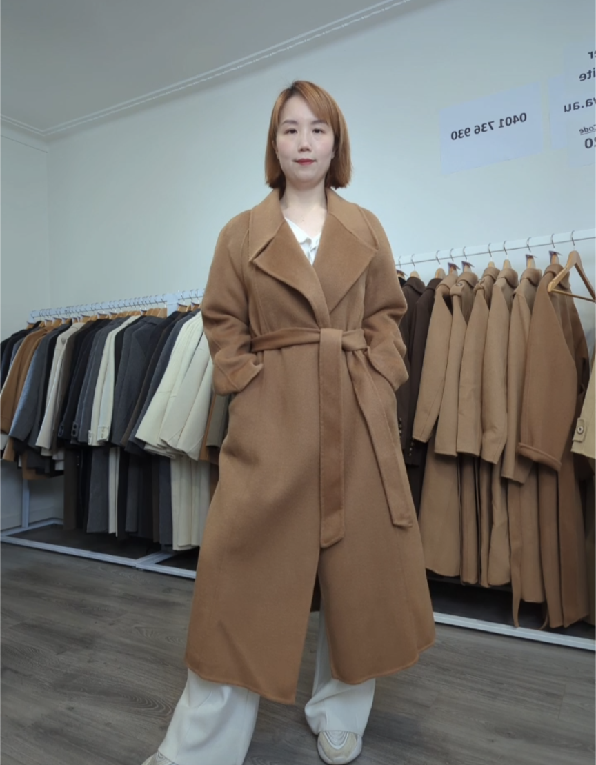 022 100% Wool Coat Camel S 8-10 M 12-14