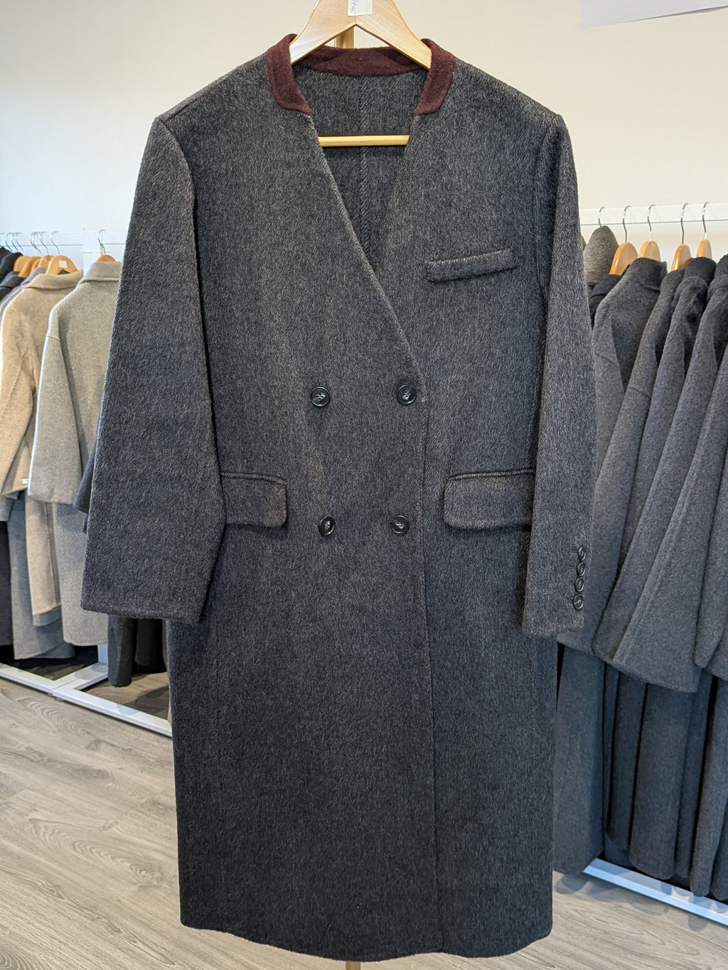 168 70% Wool Coat Charcoal