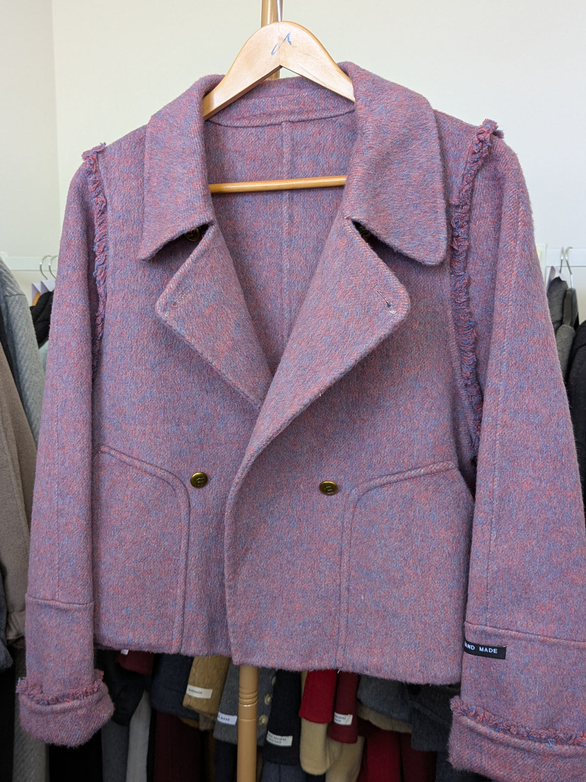 064 46% Wool Coat Purple M 8-12