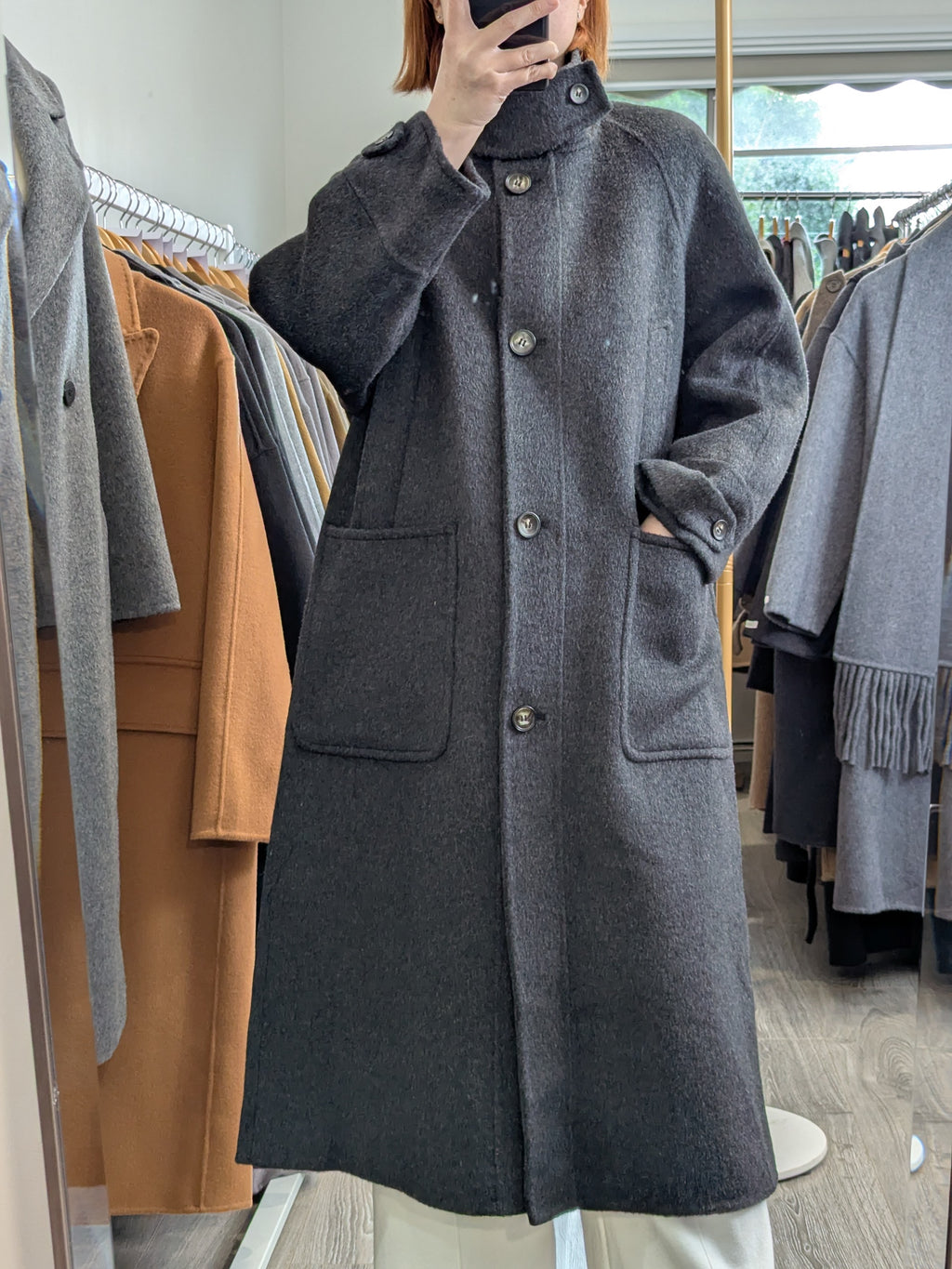 139 100% Wool Coat Charcoal Black